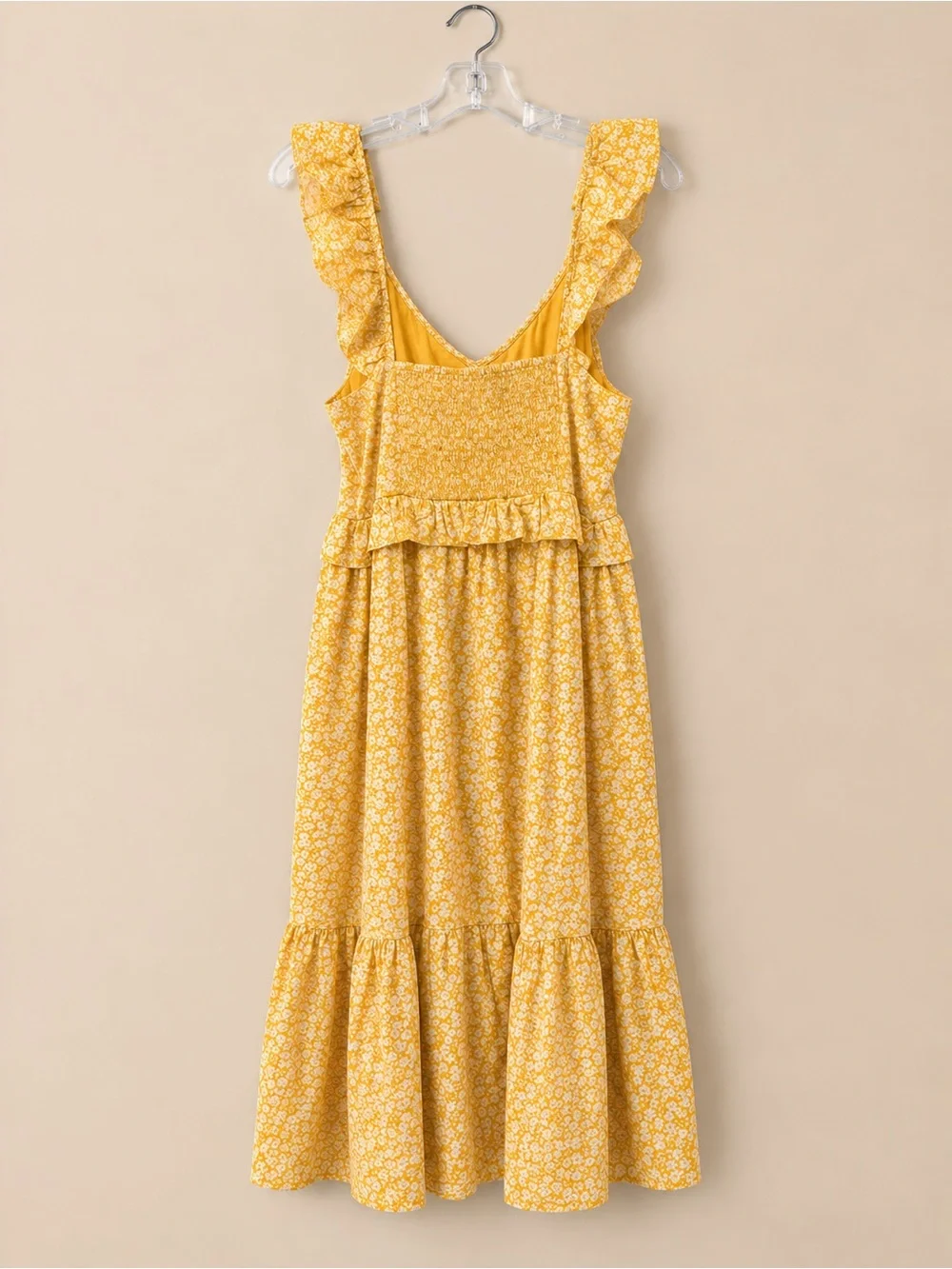 J.Crew Yellow Floral Ruffle Midi Dress 12P Petite NWOT